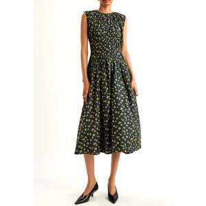 Merlette Women's Lemon Navy Floral Print Villard Dress Size 6
